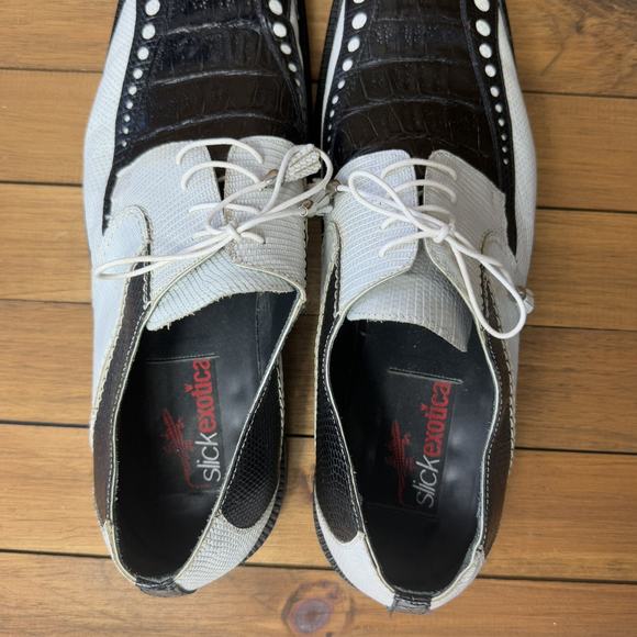 Slick Exotica Genuine Crocodile 14 Black White Reptile Derby Tassel Dress Shoes main image 5